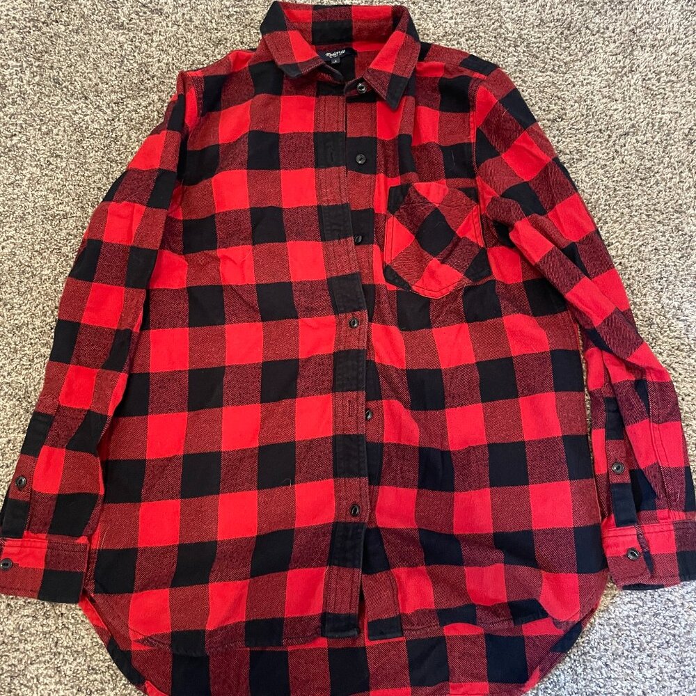 Madewell Red and Black Buffalo Plaid Button Down Flannel